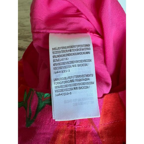 Farm Rio Red Pepper Belted Linen Skirt - XS Pink Paperbag High Waist Resortwear - Picture 15 of 15